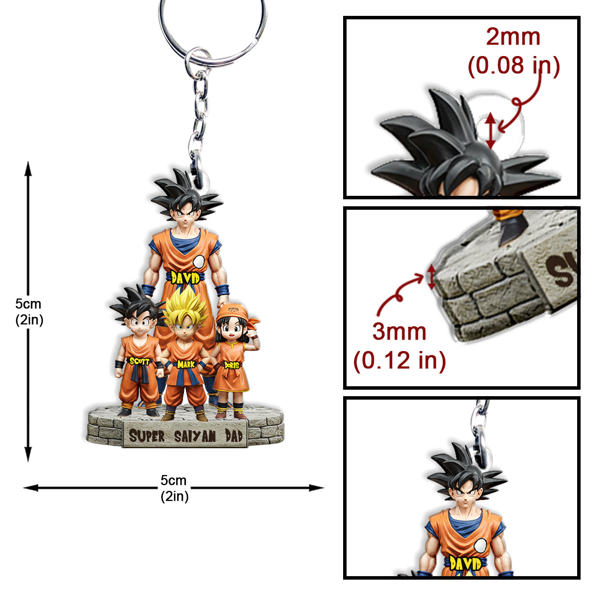 Strong Papa - Personalized Seven Balls Custom Shaped Keychain