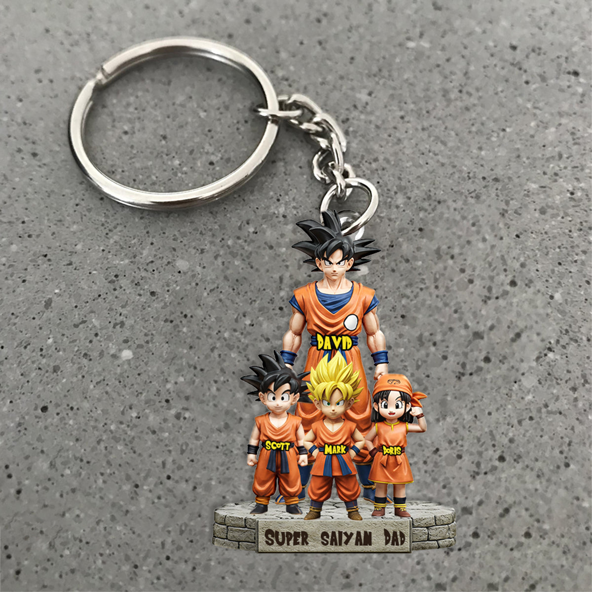 Strong Papa - Personalized Seven Balls Custom Shaped Keychain