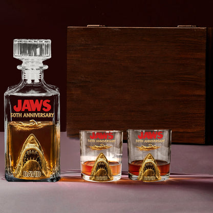 50th Anniversary Scary Shark - Personalized Whiskey Glass