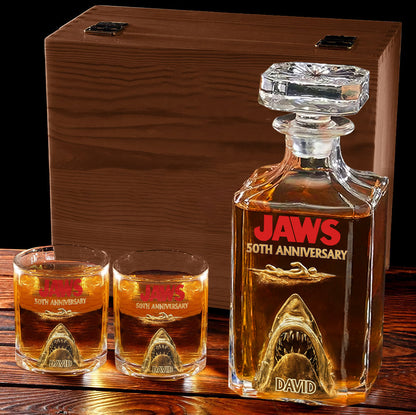 50th Anniversary Scary Shark - Personalized Whiskey Glass