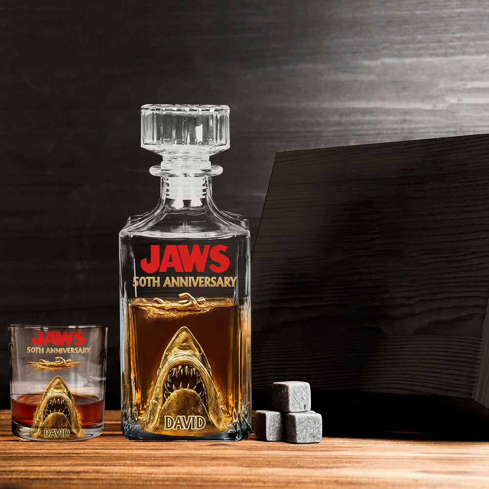 50th Anniversary Scary Shark - Personalized Whiskey Glass