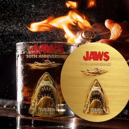50th Anniversary Scary Shark - Personalized Whiskey Glass