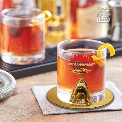 50th Anniversary Scary Shark - Personalized Whiskey Glass