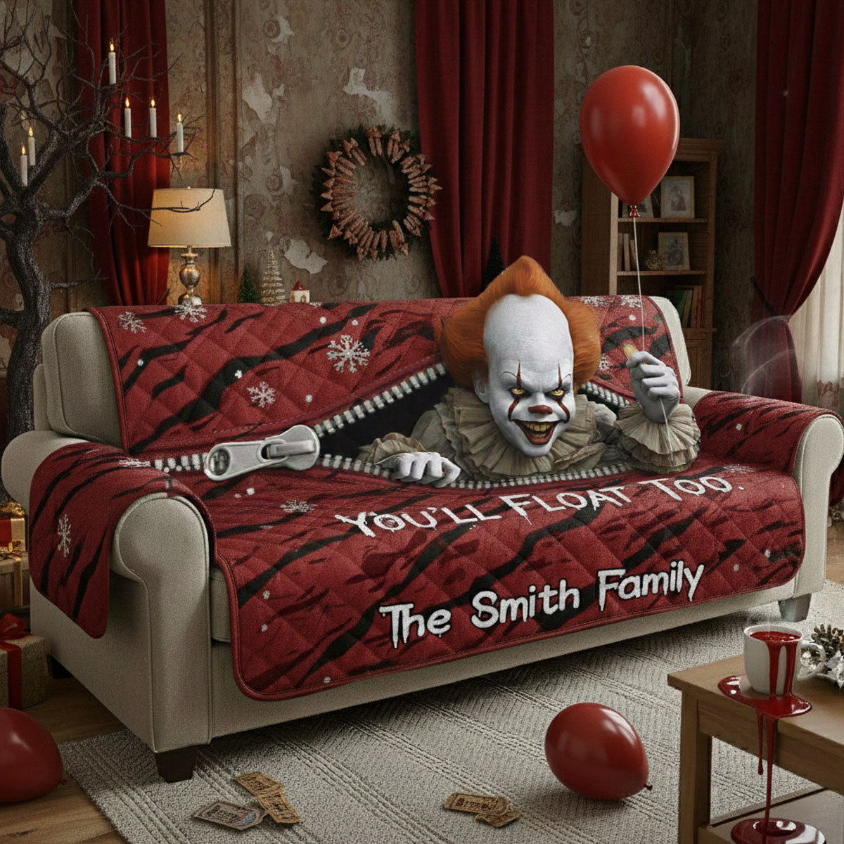 Horror Clown - Personalized Horror Character Quilted Sofa/Couch Cover
