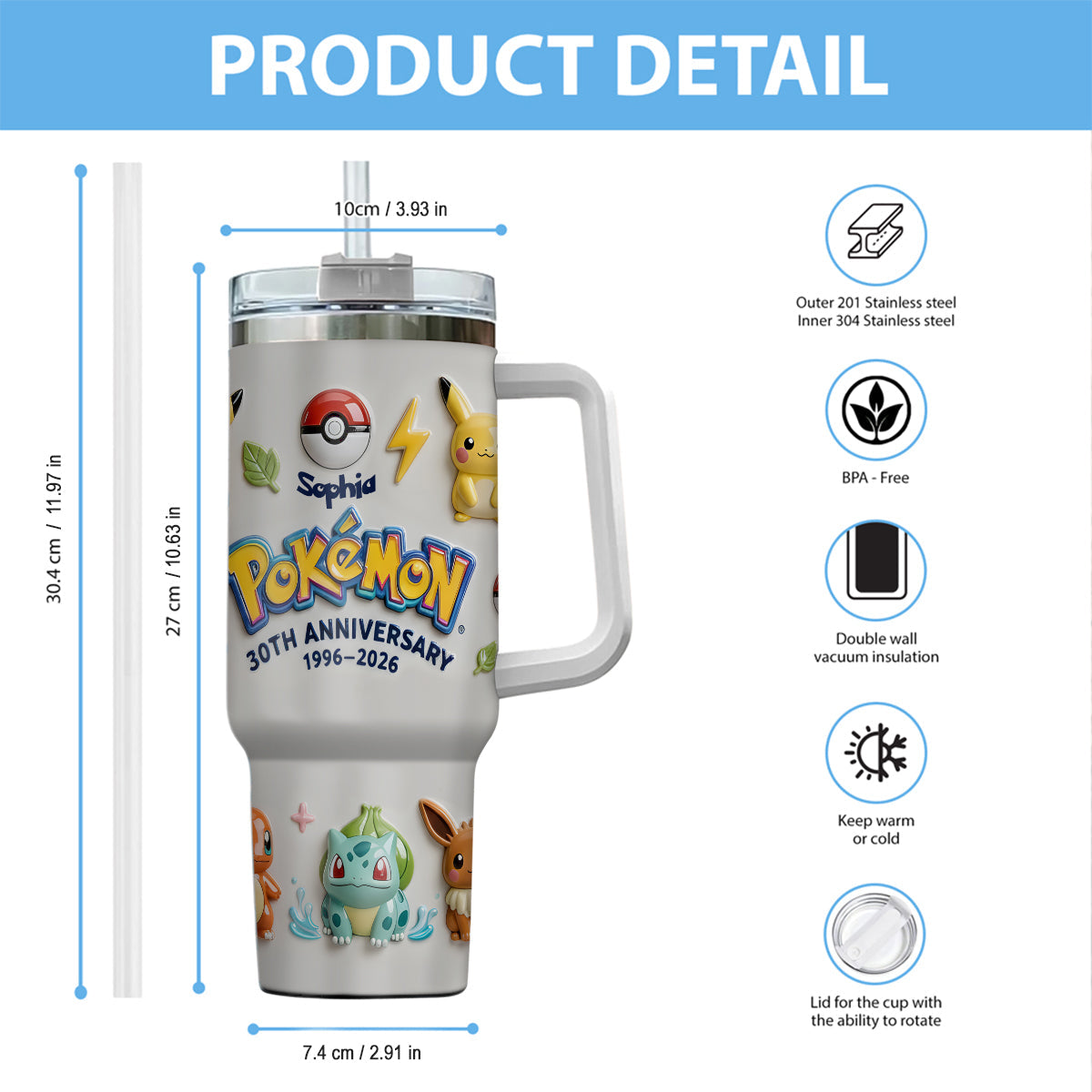 Monster Trainer 30th Anniversary - Personalized Monster Trainer Tumbler With Handle