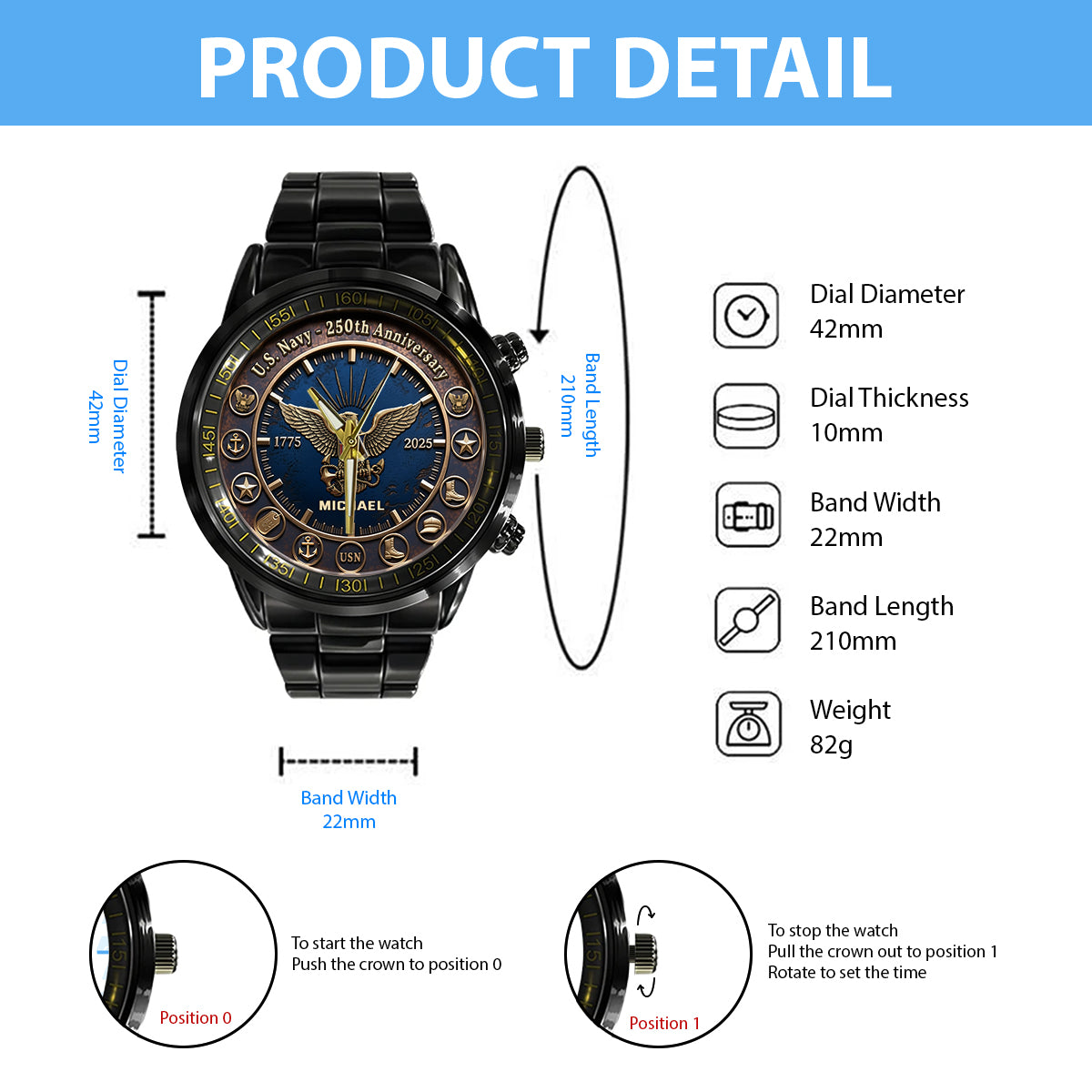 250th Anniversary - Personalized Veteran Hand Watch
