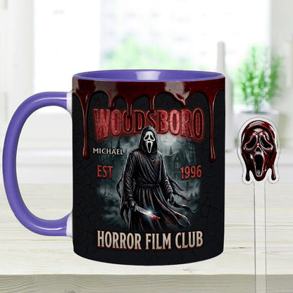 The Horror In Ghost Mask - Personalized Scream Set Accent Mug with Acrylic Stirrers