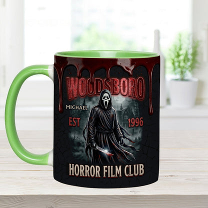 The Horror In Ghost Mask - Personalized Scream Set Accent Mug with Acrylic Stirrers