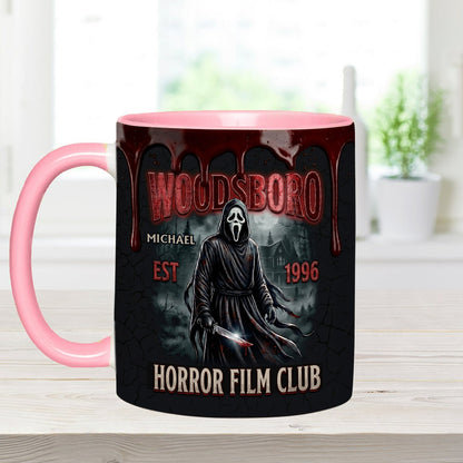 The Horror In Ghost Mask - Personalized Scream Set Accent Mug with Acrylic Stirrers