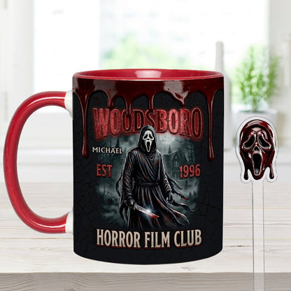 The Horror In Ghost Mask - Personalized Scream Set Accent Mug with Acrylic Stirrers