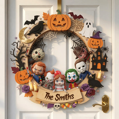Happy Halloween - Personalized Horror Character Custom Shaped Wood Sign