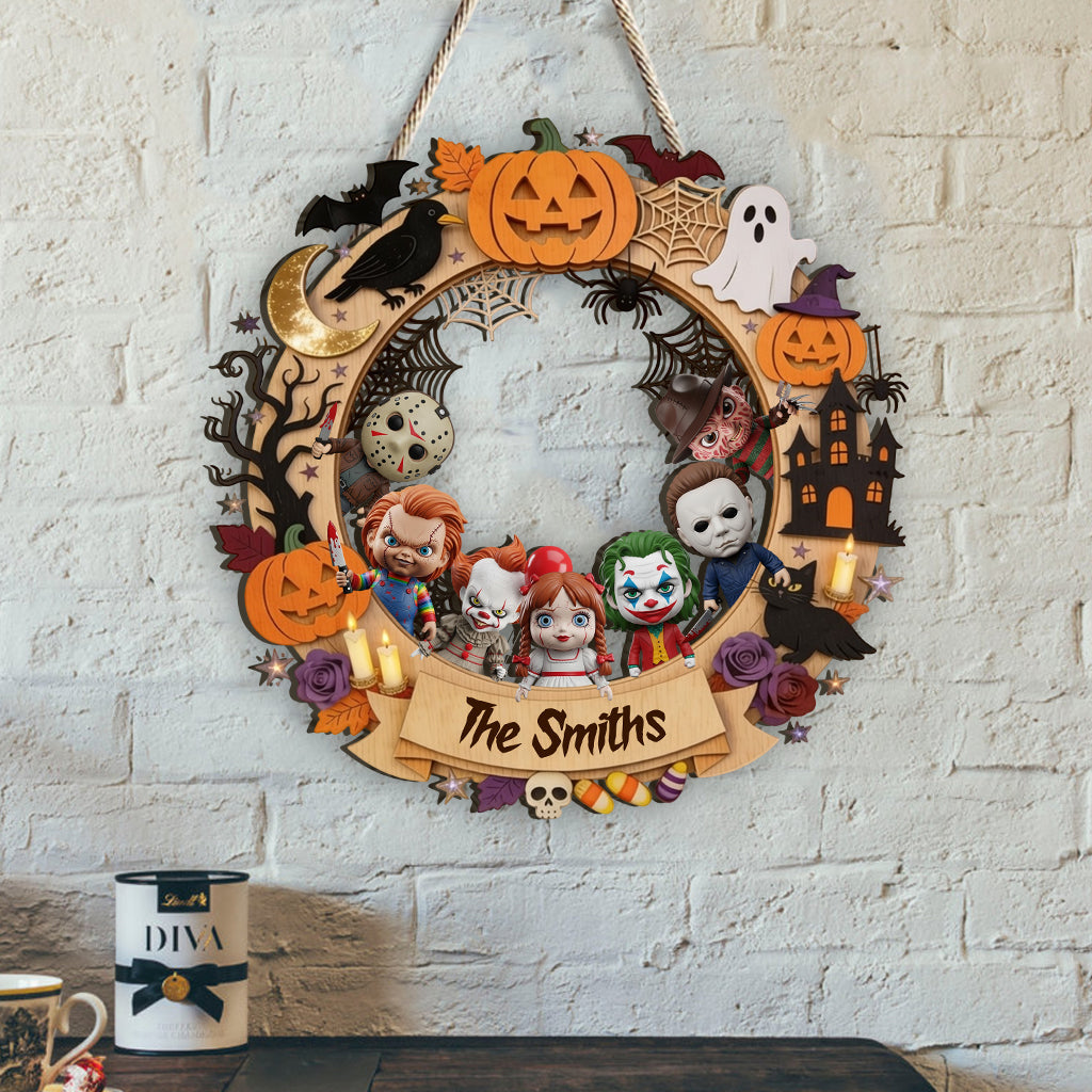 Happy Halloween - Personalized Horror Character Custom Shaped Wood Sign