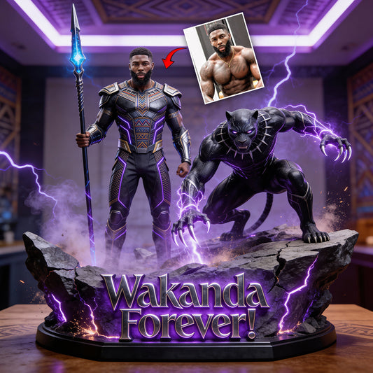 Wakanda Forever, Black Pride - Personalized Panther Warrior Custom Shaped Acrylic Plaque