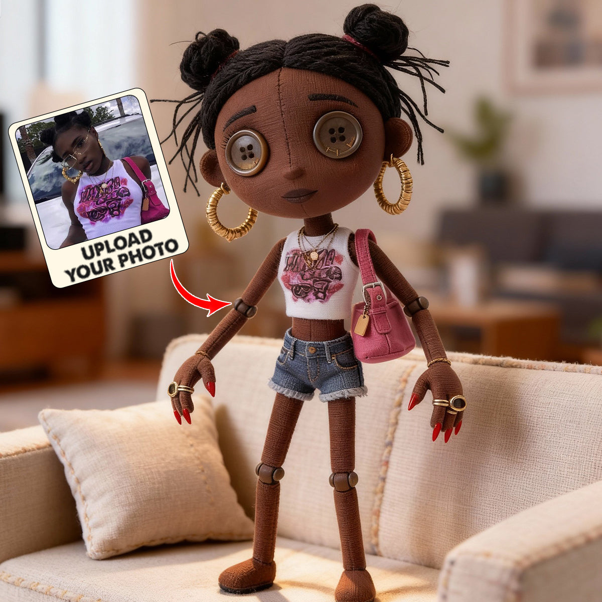 Personalized Cartoon Doll - Personalized Coraline Faux Fur Shaped Pillow