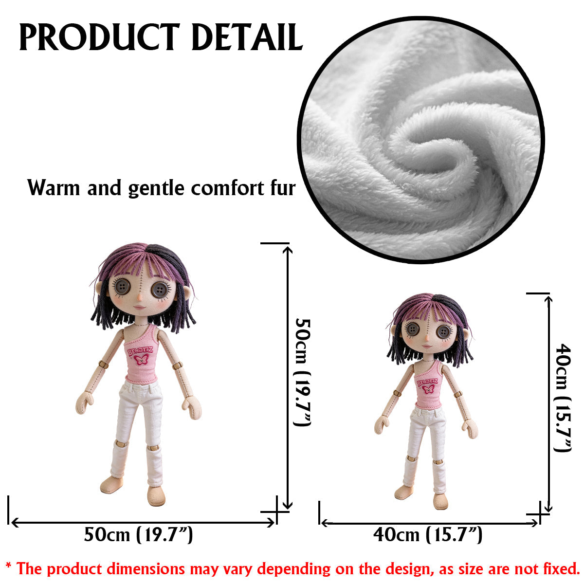 Personalized Cartoon Doll - Personalized Coraline Faux Fur Shaped Pillow