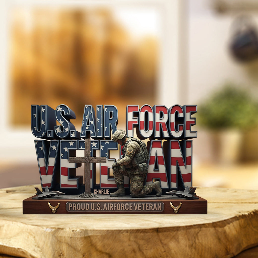 Proud Veteran - Personalized Veteran Custom Shaped Acrylic Plaque