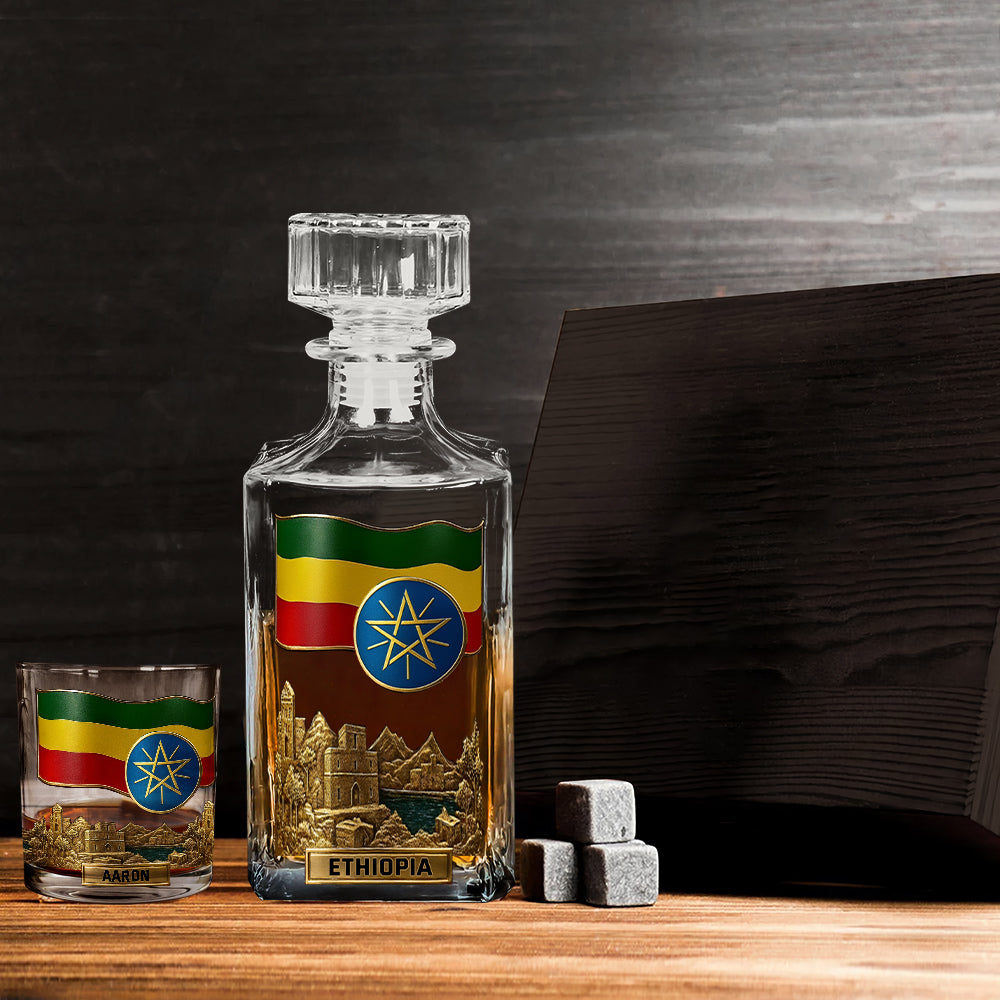 Proud Ethiopian - Personalized Expats Whiskey Decanter Set