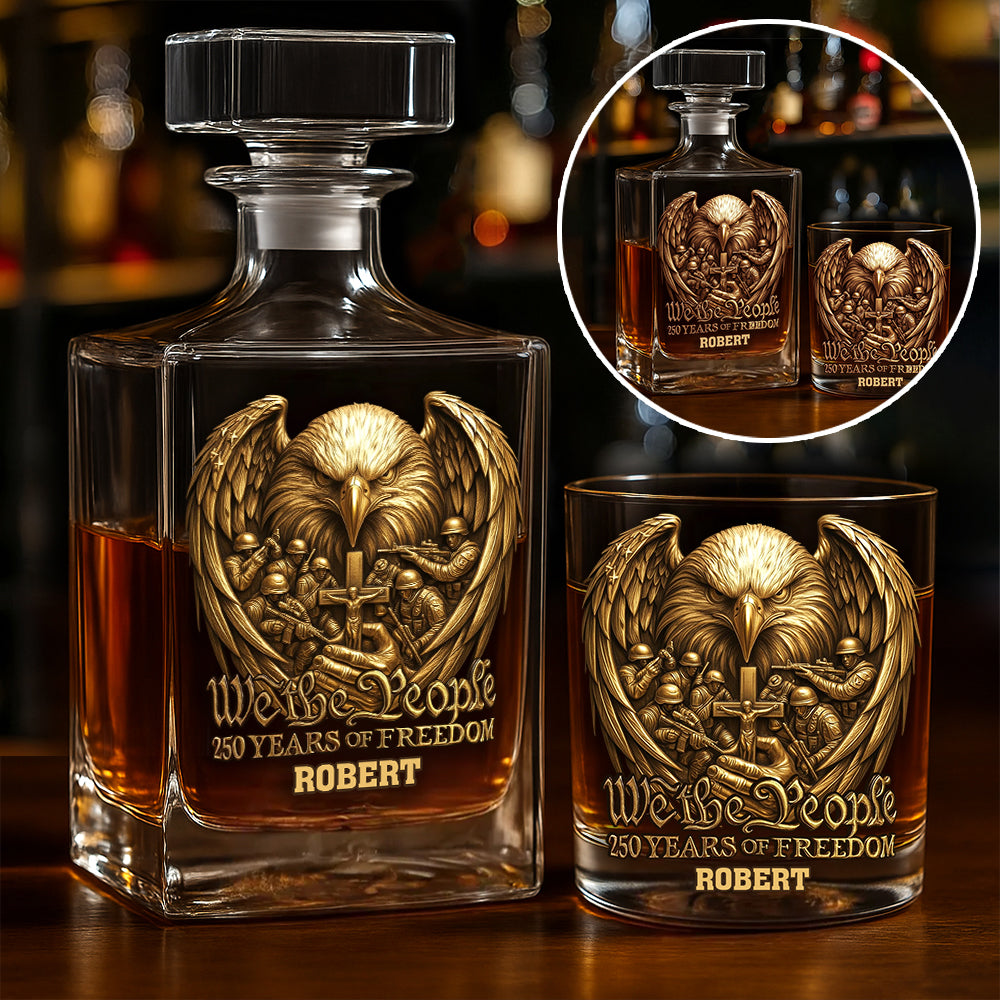 250 Years of Freedom We The People - Personalized Veteran Whiskey Decanter Set