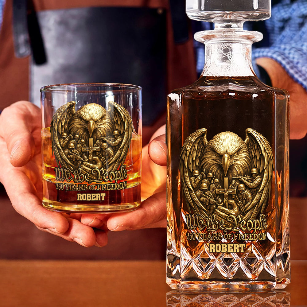 250 Years of Freedom We The People - Personalized Veteran Whiskey Decanter Set