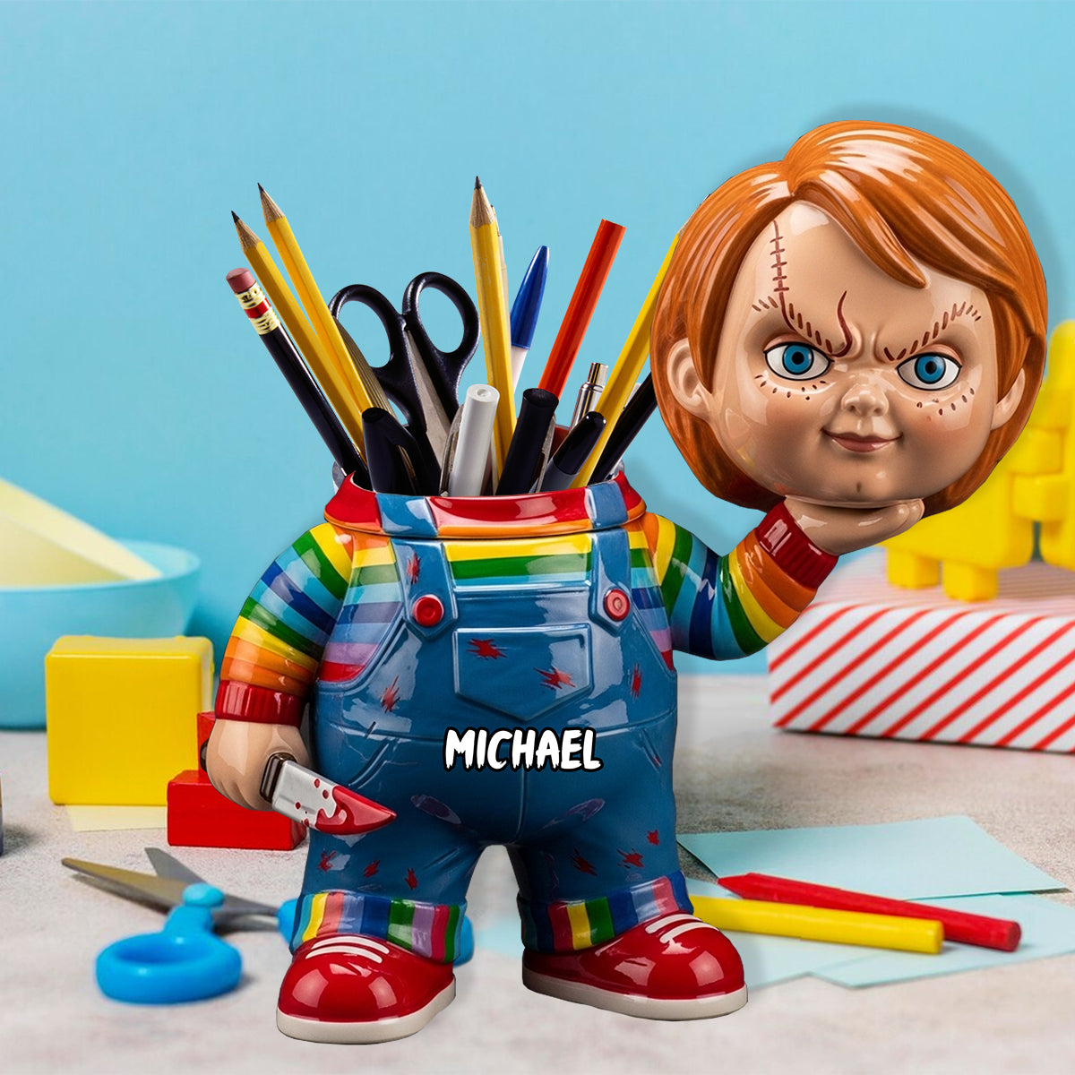 Scary Movies - Personalized Wooden Pen Holder