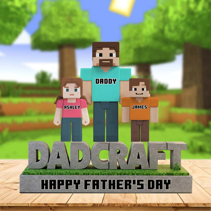 Dadcraft, Father's Day Gift For Game Dad - Personalized Block World Custom Shaped Acrylic Plaque