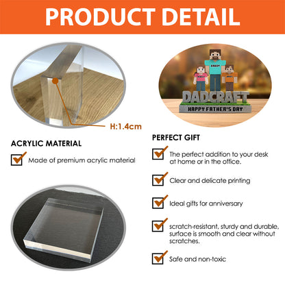 Dadcraft, Father's Day Gift For Game Dad - Personalized Block World Custom Shaped Acrylic Plaque