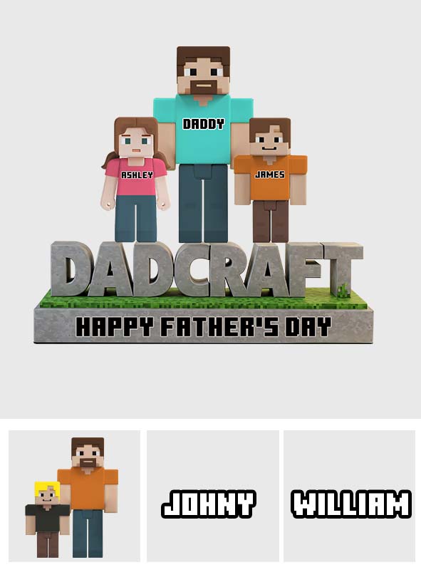 Dadcraft, Father's Day Gift For Game Dad - Personalized Block World Custom Shaped Acrylic Plaque