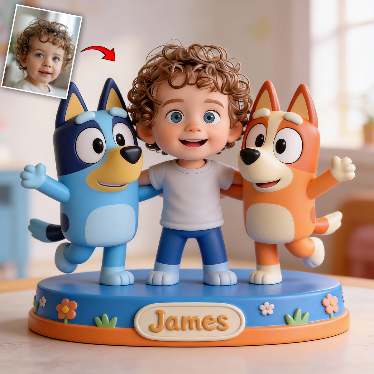 Custom Any Photo Friends - Personalized Blue Dog Custom Shaped Acrylic Plaque