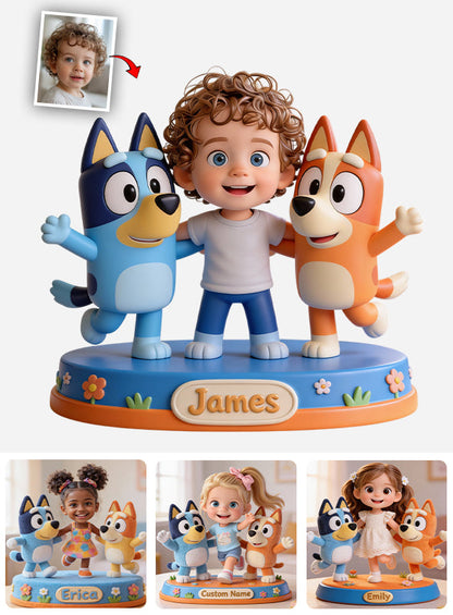 Custom Any Photo Friends - Personalized Blue Dog Custom Shaped Acrylic Plaque