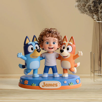 Custom Any Photo Friends - Personalized Blue Dog Custom Shaped Acrylic Plaque