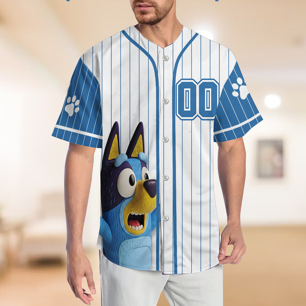 Blue Dog - Personalized Blue Dog Baseball Jersey