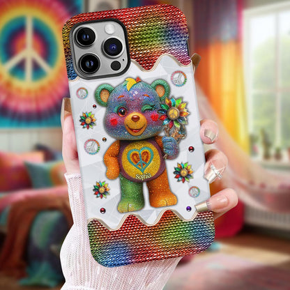 Peace Bear - Personalized Hippie Full Print Phone Case