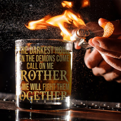 In The Darkest Hour When The Demons Come - Personalized Veteran Whiskey Glass