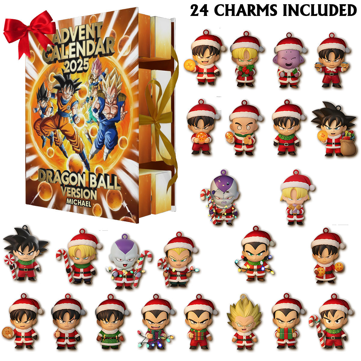 Dragon Advent Calender - Personalized Seven Balls Folded Advent Calendar With Ornaments