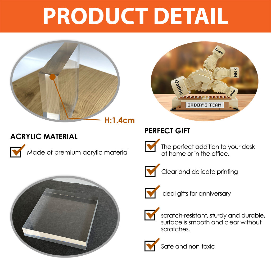 Daddy's Team - Personalized Father Custom Shaped Acrylic Plaque