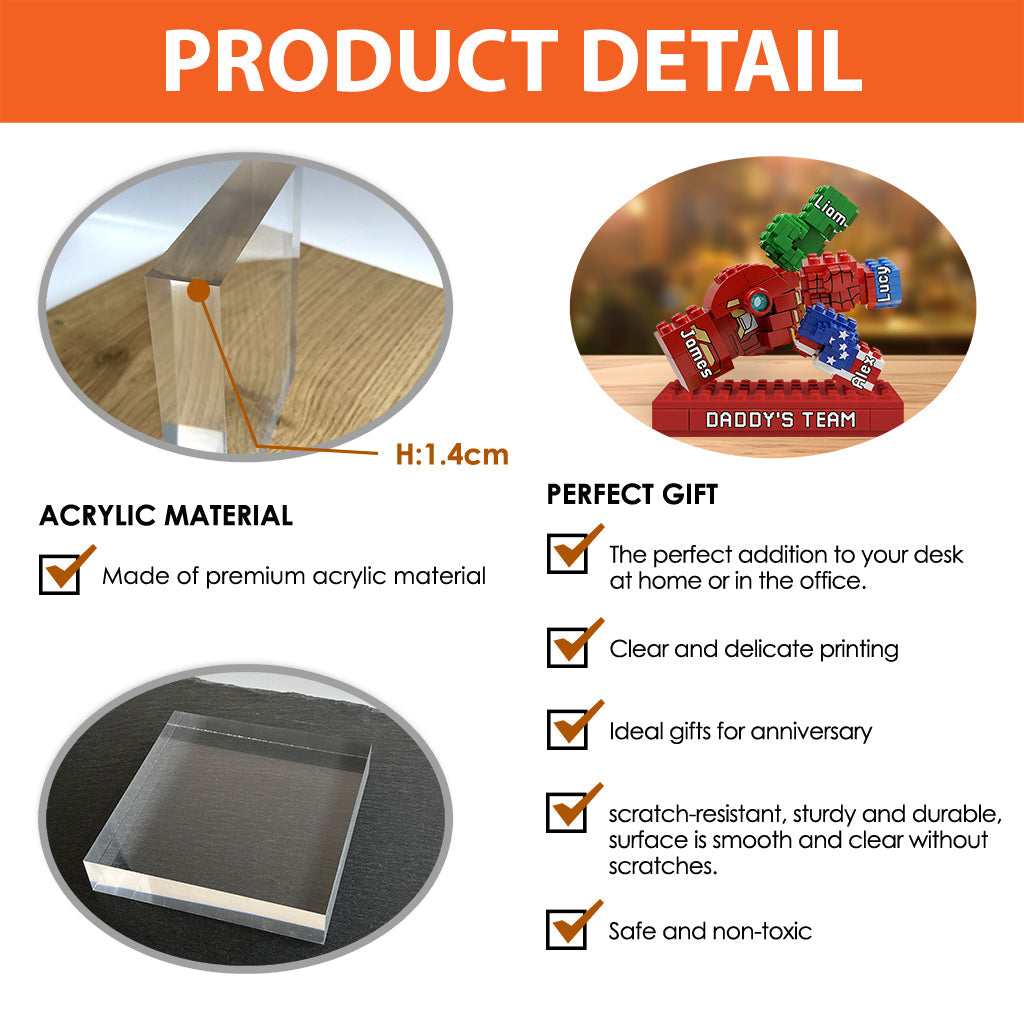 Daddy's Team - Personalized Father Custom Shaped Acrylic Plaque