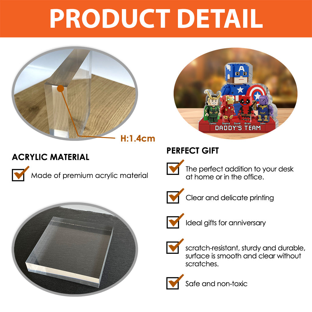 Daddy's Team - Personalized Marvelous Universe Custom Shaped Acrylic Plaque