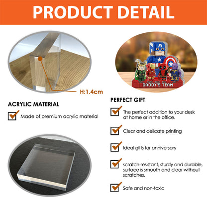 Daddy's Team - Personalized Marvelous Universe Custom Shaped Acrylic Plaque