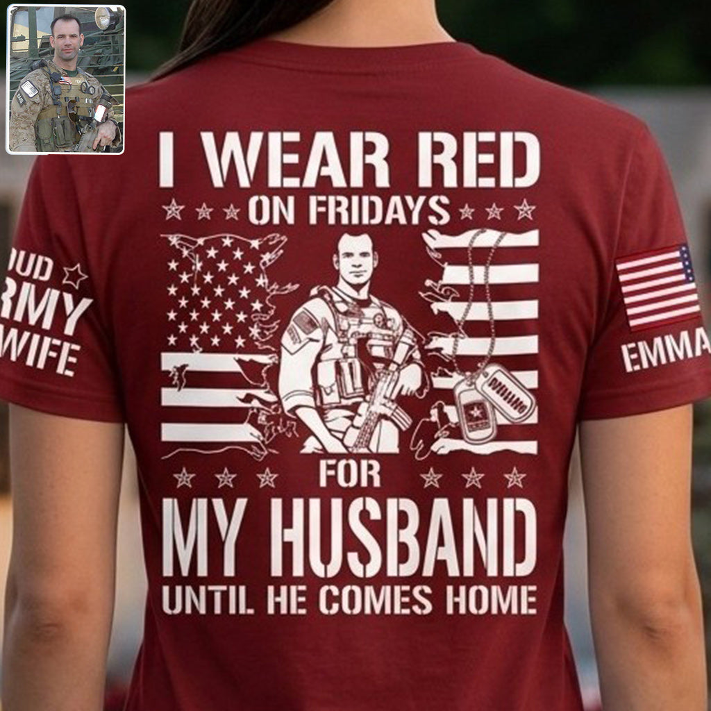 I Wear Red On Fridays - Personalized Veteran All Over Shirt