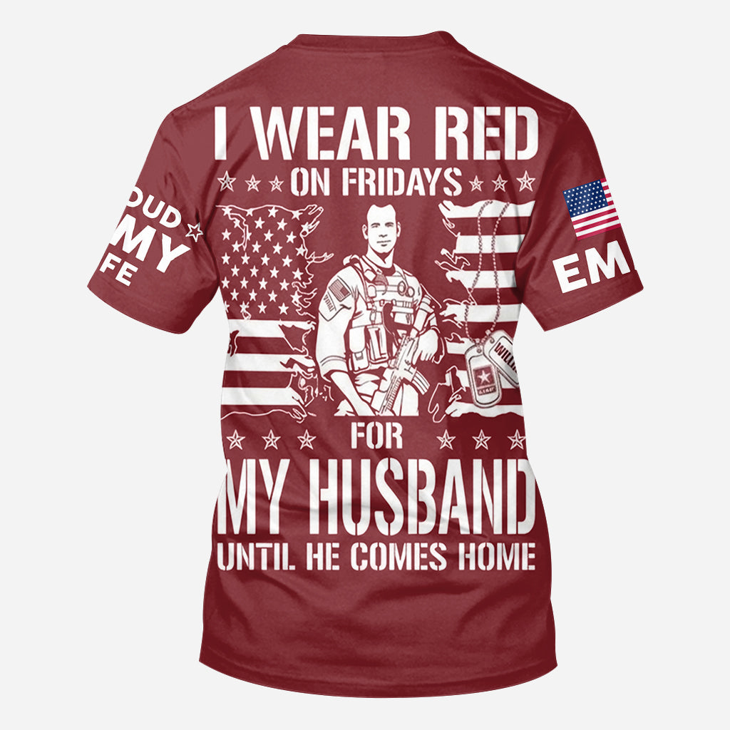 I Wear Red On Fridays - Personalized Veteran All Over Shirt
