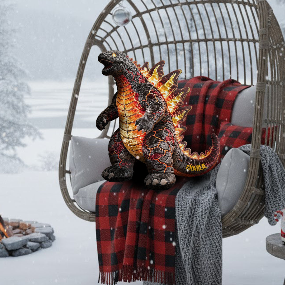 Atomic Creature - Personalized Giant Monster Faux Fur Shaped Pillow