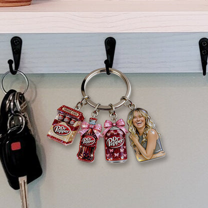 Coquette Dr Pepper Soda Lover - Personalized Texas Drink Premium Keychain With Charms