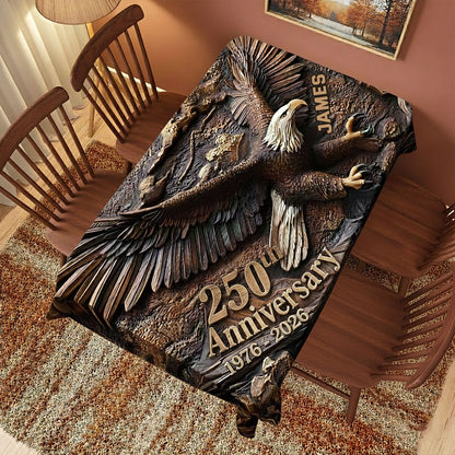Eagle Wooden - Personalized Bald Eagle Table Cloth Cover