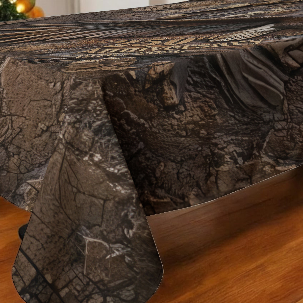 Eagle Wooden - Personalized Bald Eagle Table Cloth Cover
