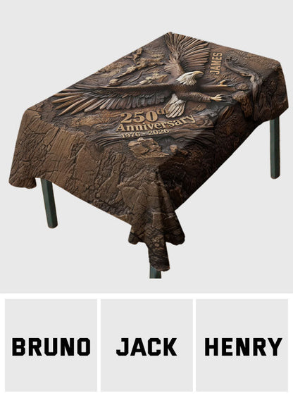 Eagle Wooden - Personalized Bald Eagle Table Cloth Cover