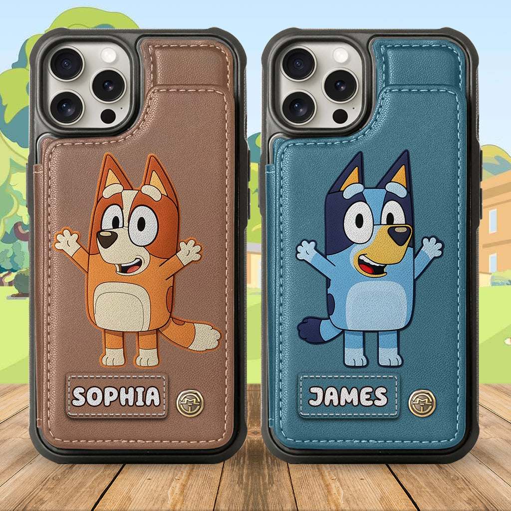 Blue Dog Custom Name - Personalized Blue Dog Wallet Phone Case