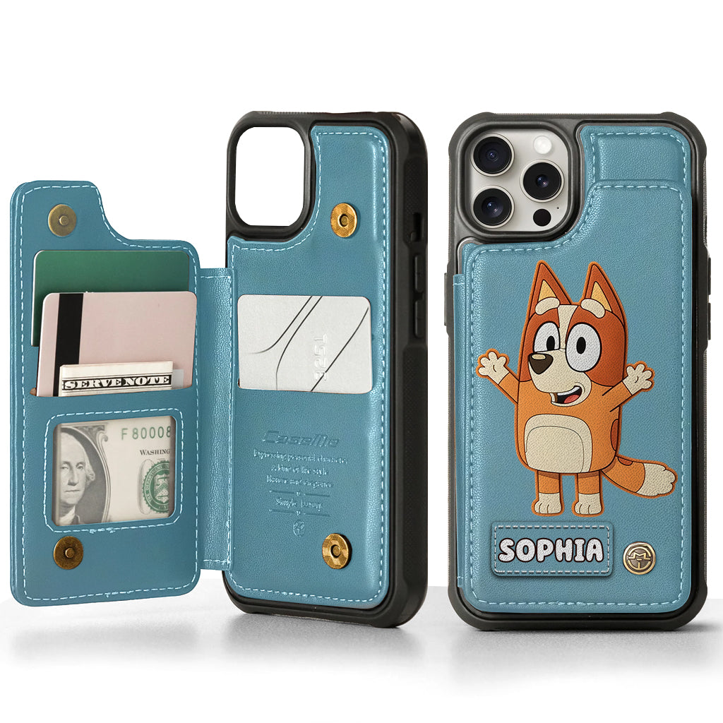Blue Dog Custom Name - Personalized Blue Dog Wallet Phone Case