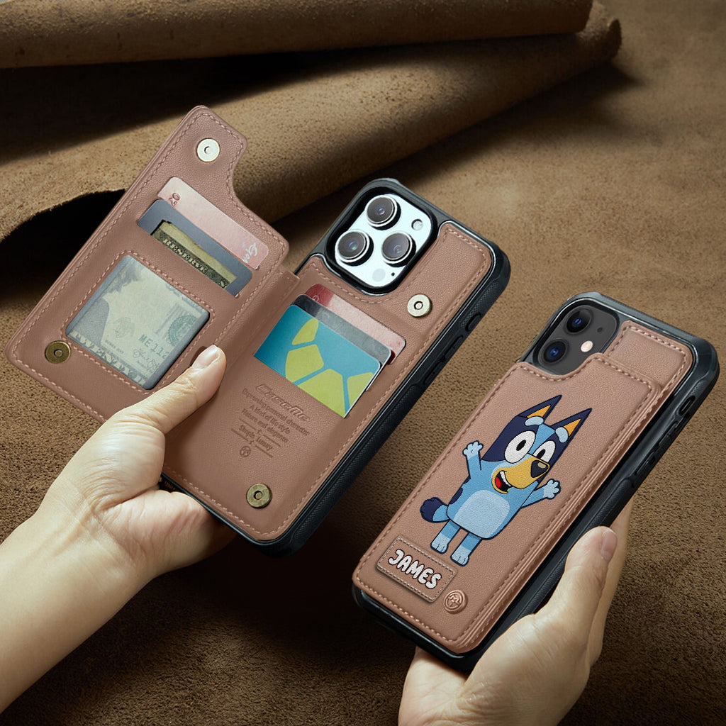 Blue Dog Custom Name - Personalized Blue Dog Wallet Phone Case