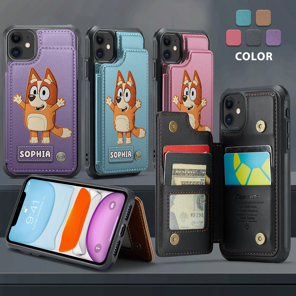 Blue Dog Custom Name - Personalized Blue Dog Wallet Phone Case