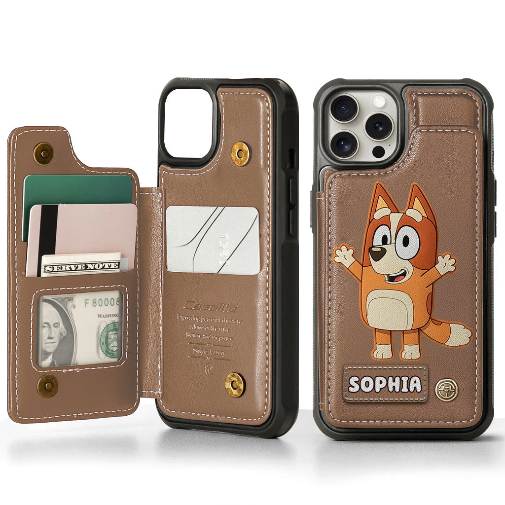 Blue Dog Custom Name - Personalized Blue Dog Wallet Phone Case